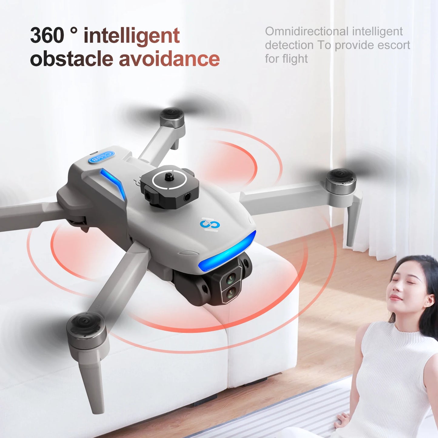 Long-Endurance Brushless Drone Dual Cameras Brushless Motor Foldable Quad Obstacle Avoidance 5.9Inch LCD Remote Controller