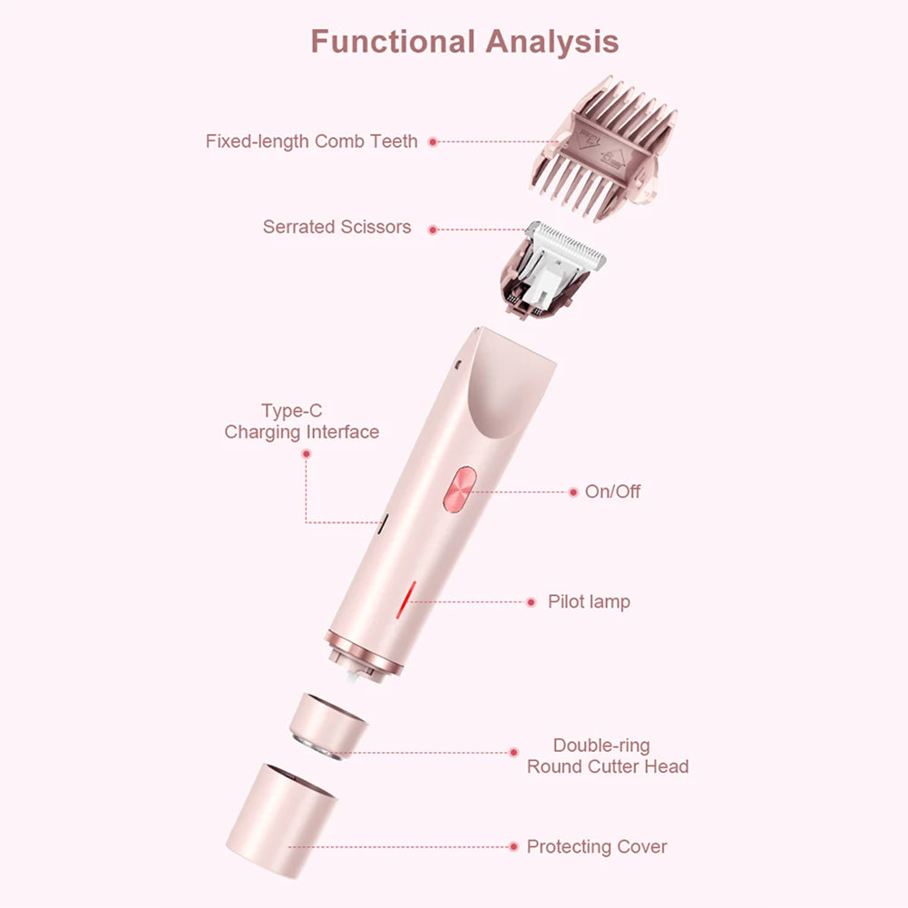 Electric Razor Woman Shaver Dual Head Electric Hair Clipper Women Mustache Epilator Leg Bikini Body Hair Trimmer for Pubic Legs