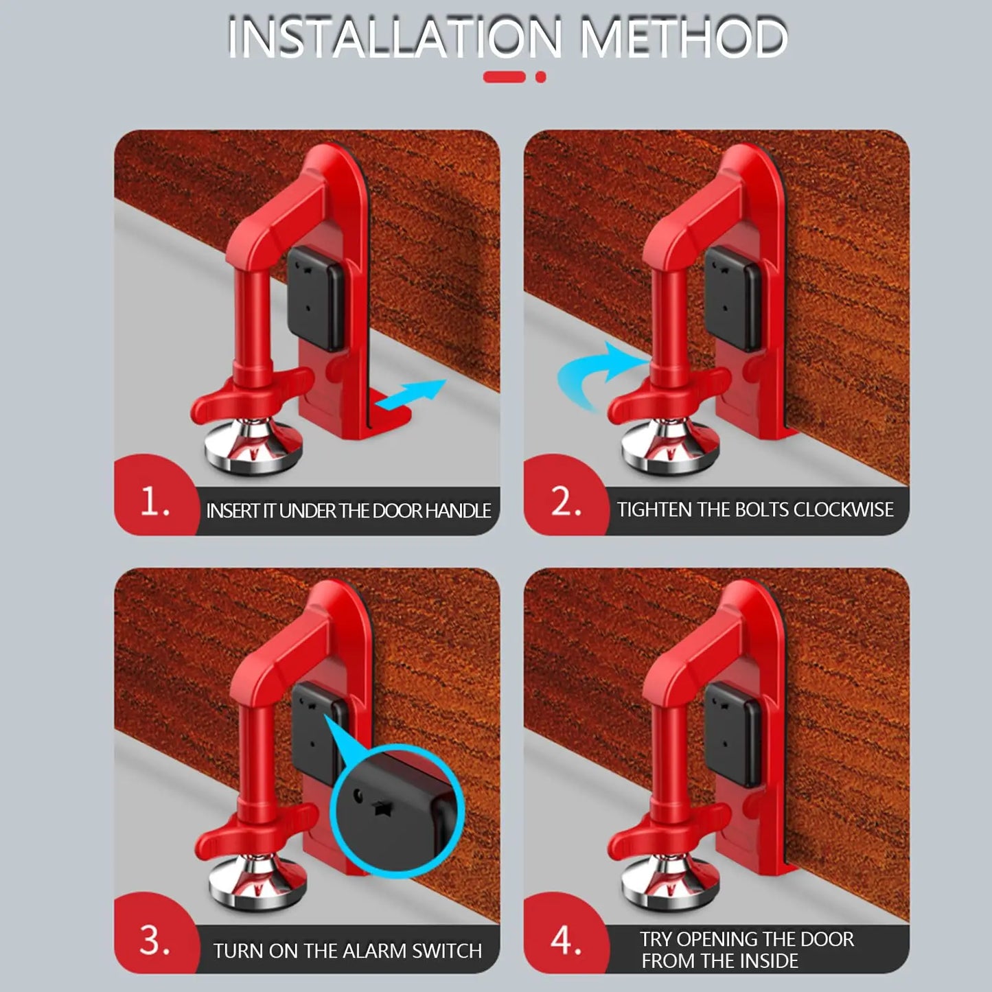 Portable Alarm Door Stopper Portable Door Lock Travel anti Theft Door Blocker Door Stoppers Security Alarm Wedge No Drill Safety
