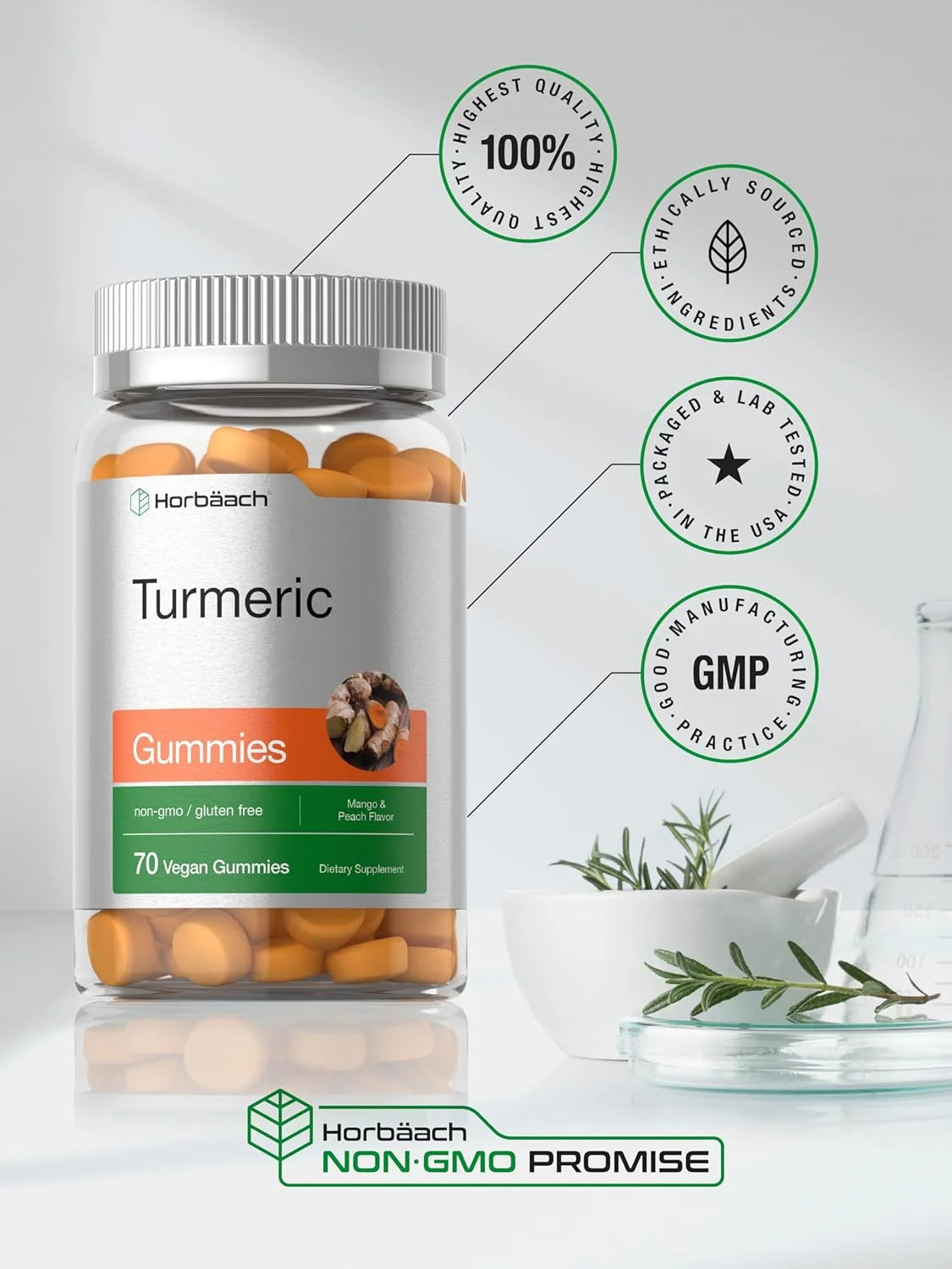Turmeric Curcumin with Ginger Gummies | Mango & Peach Flavor for Men and Women | by