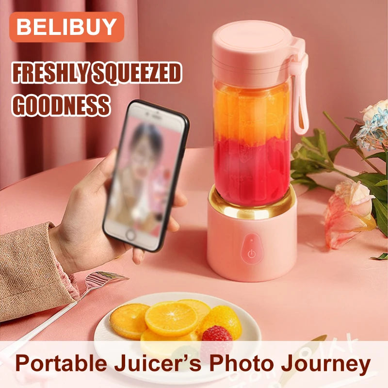 530ML Electric Juicer Portable Smoothie Blender USB Rechargeable Multifunction Fruit Mixer Machine Mini Juicer Maker Blender Cup