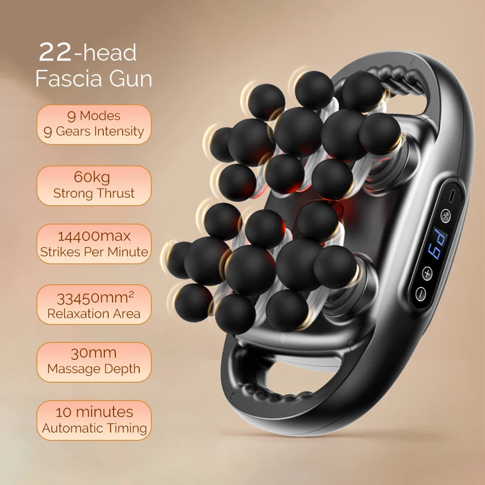 22-Head Fascia Gun High-Frequency Vibration Body Massage Gun Back and Waist Massager Neck Shoulder Massager Muscle Masajeador