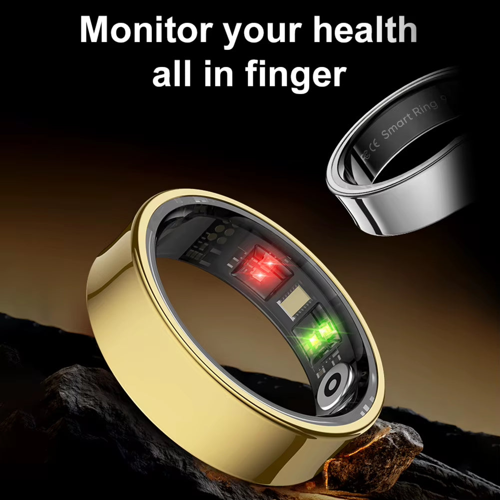 R09 Smart Ring Waterproof Health and Sleep Monitor with Temperature Tracking and Charging Case for Men and Women