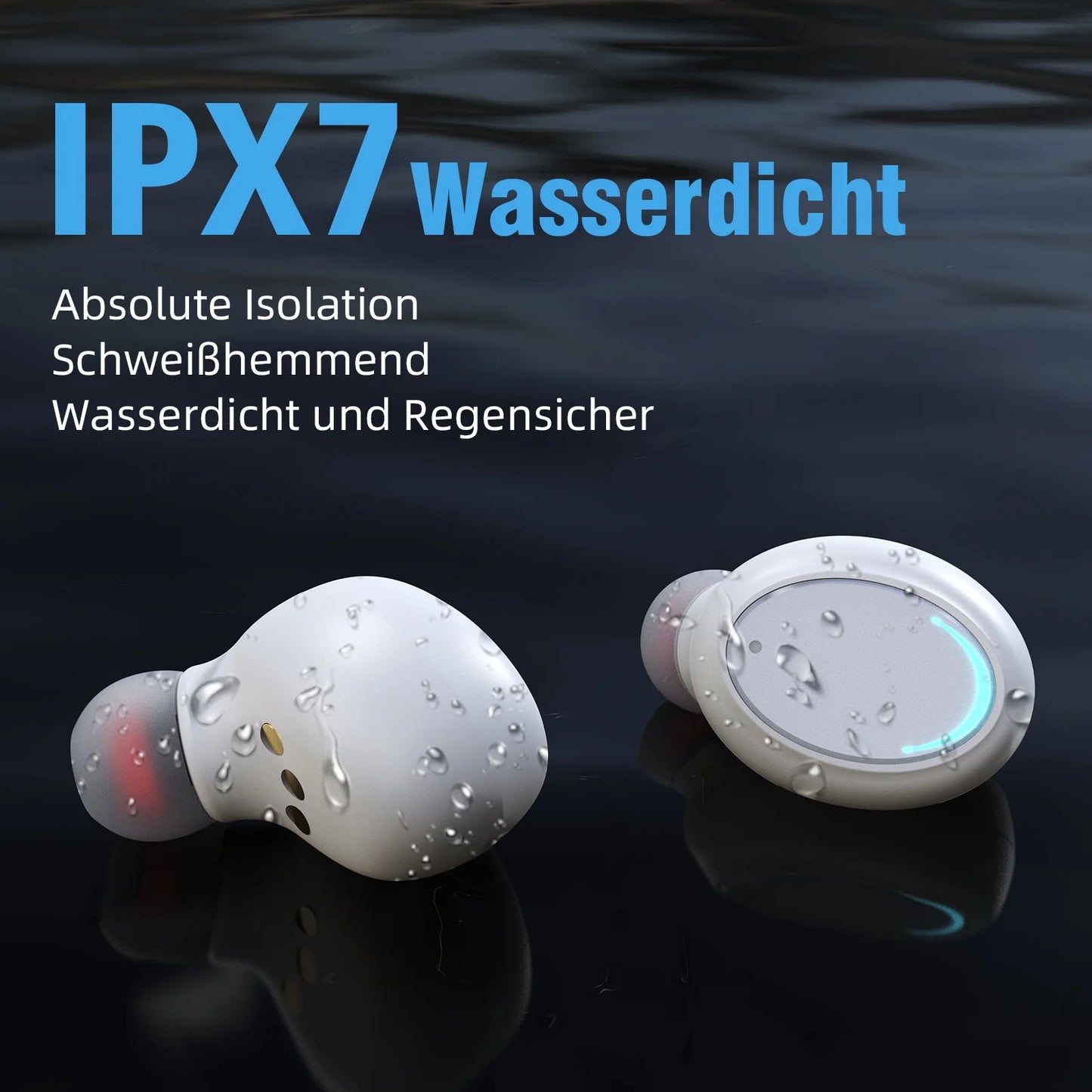 Wireless Earbuds Bluetooth 5.0 Headphones IPX7 Waterproof TWS Deep Bass Stereo Noise Cancelling Headset in Ear W/ 140H Playtime Mic USB-C Charging Case LED Battery Display for Sport Android/Ios,White