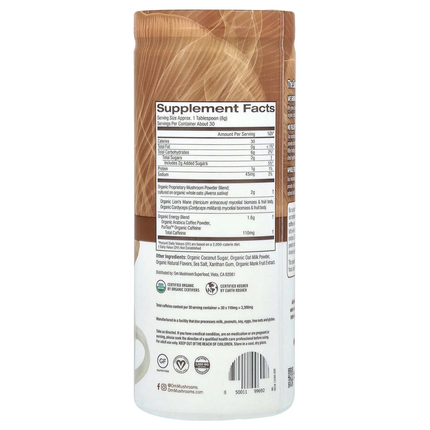Om - Mushroom Coffee Latte Blend - 8.47 Oz.
