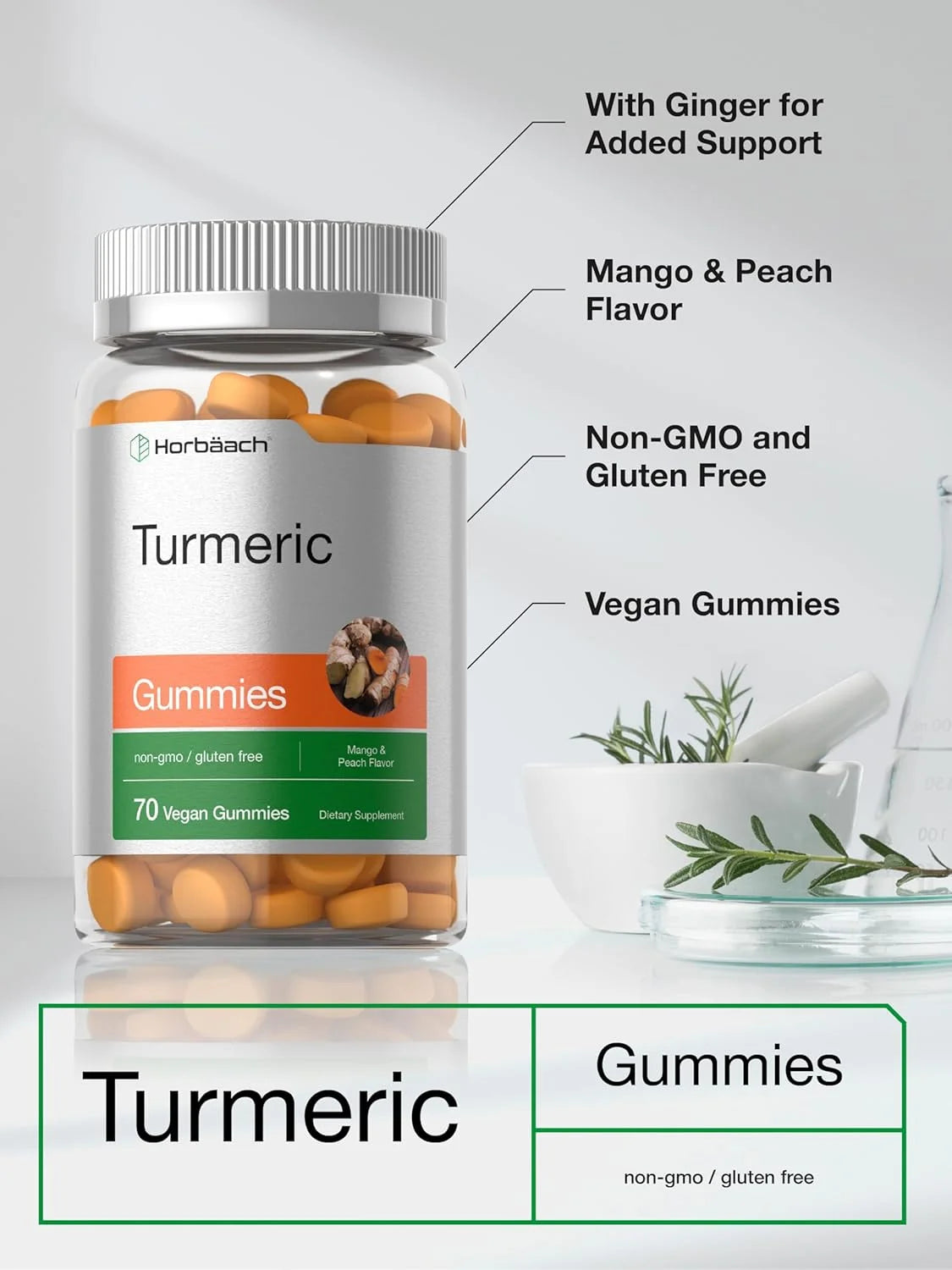 Turmeric Curcumin with Ginger Gummies | Mango & Peach Flavor for Men and Women | by