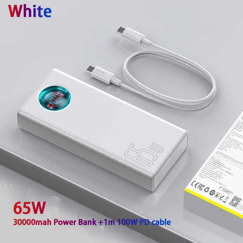 Power Bank 30000Mah 65W PD3.0 Quick Charging 3.0 FCP SCP Portable External for Iphone 14 12 13 Laptop Tablet Power Bank