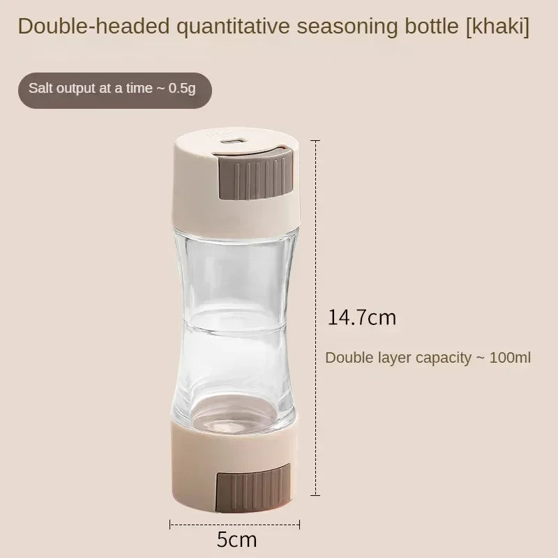 0.5G Metering Salt Shaker Press Type Dispenser Double-Headed Sugar Spice Pepper Seasoning Bottle Quantitative Sprinkle Salt Tool