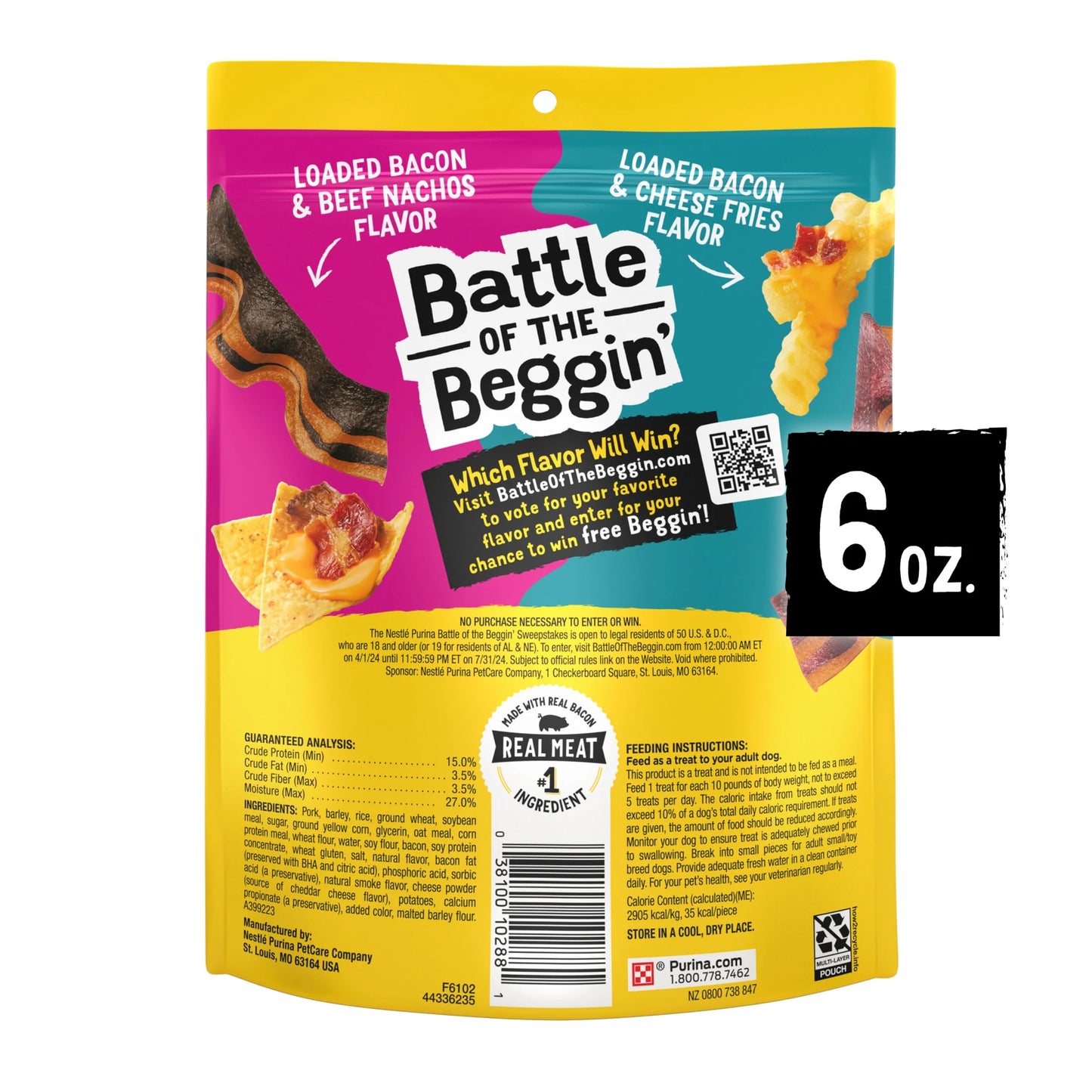 (2 Pack) Beggin’ Loaded Bacon and Cheese Fries Flavor Treats for Dogs