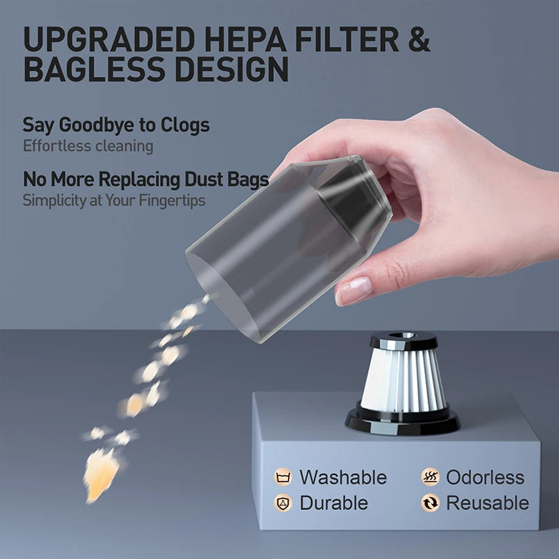 Car Vacuum Cleaner Mini Portable Wireless Vacuum Cleaner Powerful Cleaning Machine for Car Home Cleaning Handhled Vacuum Cleaner