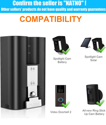 2-Pack 6040Mah Rechargeable 3.65V Battery Compatible with Video Rings Doorbell Camera Battery for 2/3/3Plus/4 Spotlight Camera, Stick up Camera and Peephole Camera