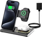 3 in 1 Foldable Charging Station Compatible with Apple Products,Fast Wireless Charger Travel Dock Adapter&Light for Iphone 15 14 13 12 11 Pro Max,Watch 9 8 7 6 5 4 3 2 Se and Airpods,Black