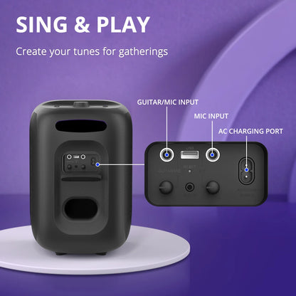 Halo 200 Speaker Bluetooth Speaker with 3 Way Sound System, 120W, Built-In/Wired Mic, Guitar Input, APP Control