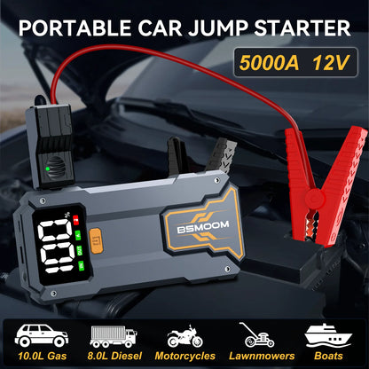 BSMOOM Jump Starter, 5000A/7000A Portable Jump Box - Car Jump Starter Battery Pack, 12V Battery Jump Starter with Carry Case