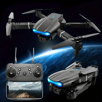 Mini Foldable RC Quadcopter E99 - Dual Camera Aerial Drone with 4K HD, Hold Mode & LED Lights | WIFI Remote Control Toy