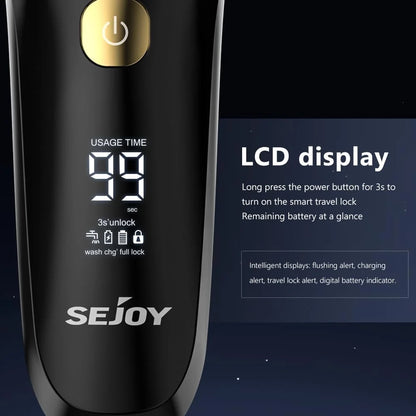 Electric Razor for Men Foil Shaver with 3-Blade Edge Shaving Area, 7500 RPM High Speed Motor Digital Power Display Mens El