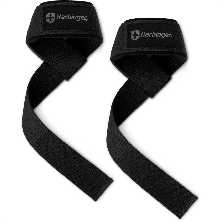 Harbinger Padded Cotton Lift Straps Soft Portive Neotek Wrist Pads 21.5 Length 1.5 Width Reinforced Edges Heavyduty Stitching C