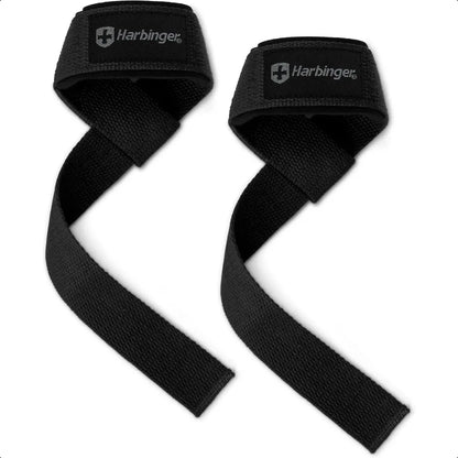 Harbinger Padded Cotton Lift Straps Soft Portive Neotek Wrist Pads 21.5 Length 1.5 Width Reinforced Edges Heavyduty Stitching C