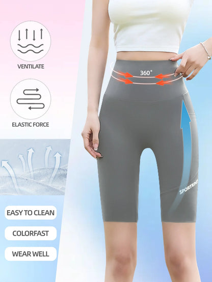 3PC Set Sports Wear Pockets High Waist Lifts Buttocks Lady Bubble Butt Yoga Pants Athletic Korea Jogging Scrunch Shorts