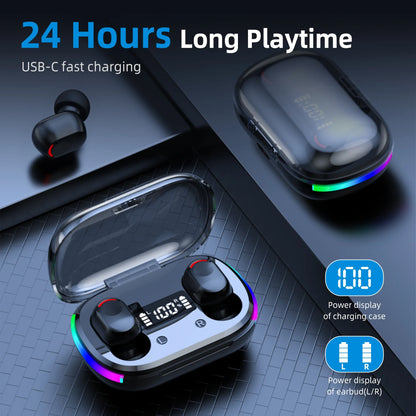 Wireless Earbuds, Bluetooth 5.3 Gaming Wireless Headphones IPX7 Waterproof TWS Deep Bass Stereo Noise Cancelling Headset in Ear with Charging Case LED Battery Display for Sport Android/Ios