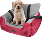 Dog Car Seat for Small Dogs - Warm Soft Washable Bed with Storage Pocket and Clip-On Safety Leash - Portable Travel Carrier Booster