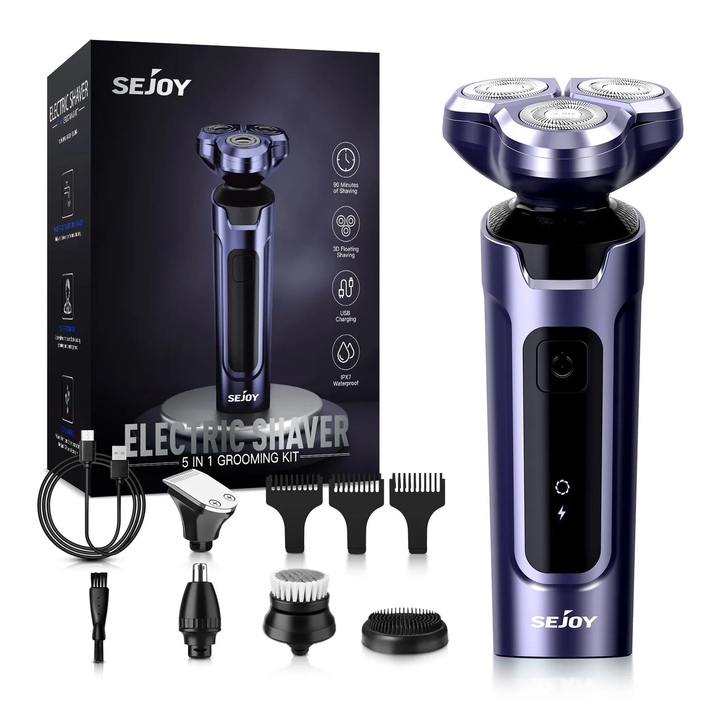 3 in 1 Multifunction Mens Electric Shaver Powerful Beard Nose Hair Trimmer Shaving Machine Electric Razor Waterproof