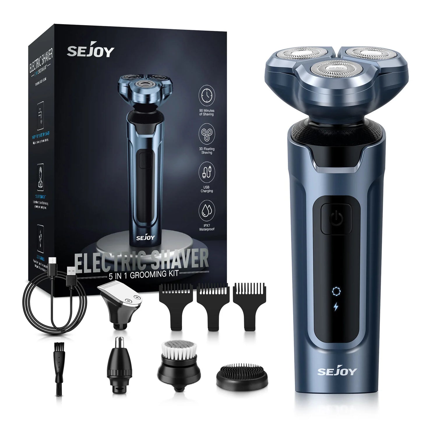 3 in 1 Multifunction Mens Electric Shaver Powerful Beard Nose Hair Trimmer Shaving Machine Electric Razor Waterproof