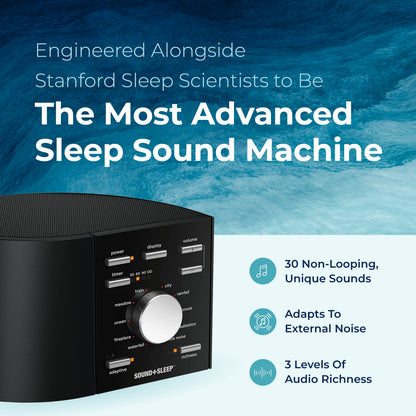 Sound + Sleep Noise Machine - White Noise Machine - Non-Looping Environmental/Nature Sounds for Sleep & Relaxation - with Sleep Timer & Headphone Jack - Black