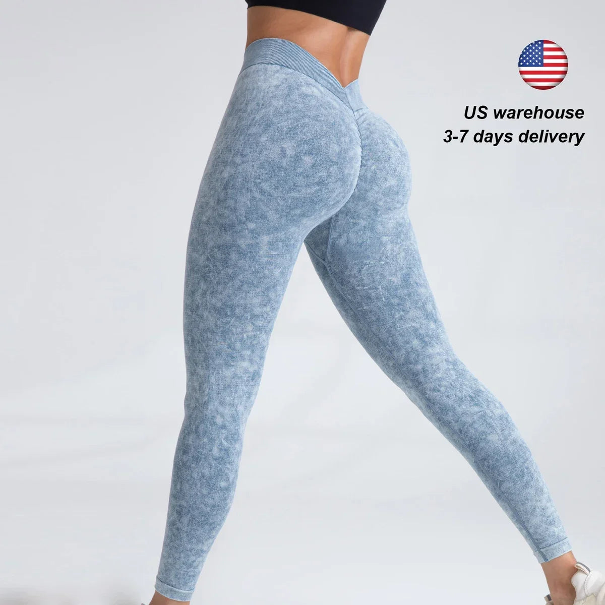 V Back Yoga Pants Women Workout Sport Leggings Fitness Seamless Leggings Girl Gym Tights Scrunch Push up Sportswear US Warehouse