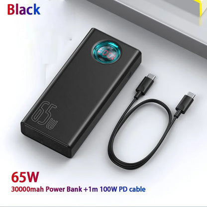 Power Bank 30000Mah 65W PD3.0 Quick Charging 3.0 FCP SCP Portable External for Iphone 14 12 13 Laptop Tablet Power Bank