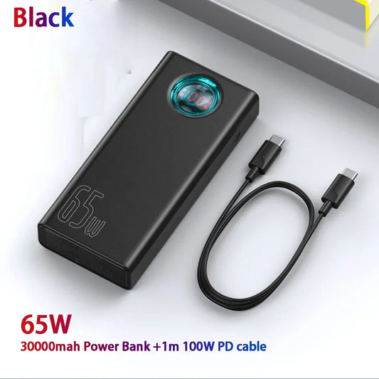 Power Bank 30000Mah 65W PD3.0 Quick Charging 3.0 FCP SCP Portable External for Iphone 14 12 13 Laptop Tablet Power Bank