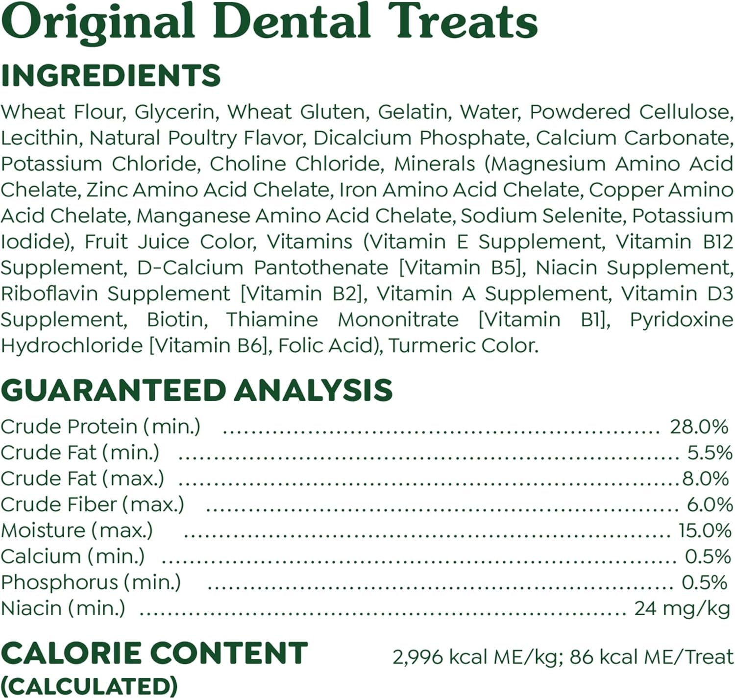Original Regular Dental Dog Treats, (4) 18 Ct Packs (72 Treats Total)