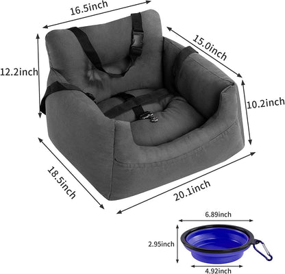Dog Car Seat，Pet Booster Seat Dog Bed Pet Travel Safety Car Seat with Storage Pocket for Small Dogs or Cats