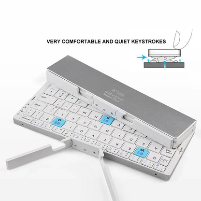 Folding Mini Keyboard Wireless Bluetooth Keypad Supported 3 Devices with Stand Rechargeable Keyboard for Phone Tablet