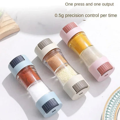 0.5G Metering Salt Shaker Press Type Dispenser Double-Headed Sugar Spice Pepper Seasoning Bottle Quantitative Sprinkle Salt Tool