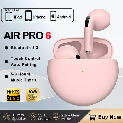 New Air Pro 6 TWS Wireless Headphones with Mic Fone Bluetooth Earphone Sport Running Headset for Apple Iphone Xiaomi Pro6 Earbud