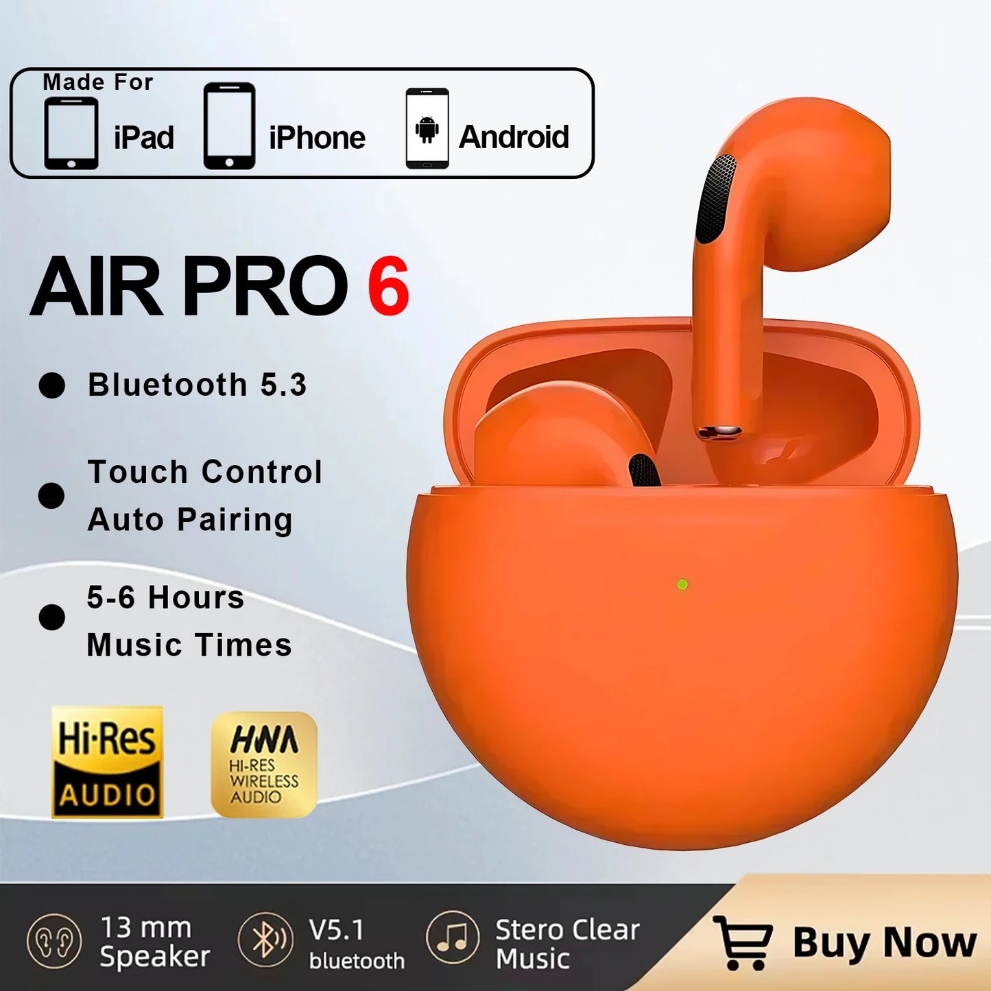 New Air Pro 6 TWS Wireless Headphones with Mic Fone Bluetooth Earphone Sport Running Headset for Apple Iphone Xiaomi Pro6 Earbud