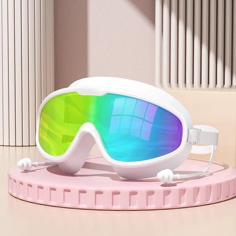 Swimming Goggles Big Frame Swimming Goggles Big Frame HD Wide View Anti-Fog UV Protection Swimming Goggles for Adults No Leaking