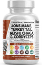 Lions Mane 3000Mg 20In1 Mushroom Supplement with Turkey Tail 2000Mg Reishi 1000Mg Cordyceps Chaga 1000Mg Maitake Meshima Poria Cocos Shiitake Oyster Porcini Enoki 60 Count