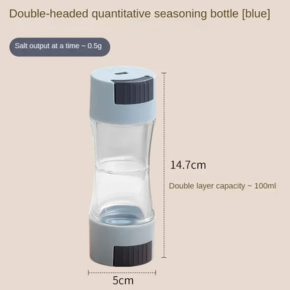 0.5G Metering Salt Shaker Press Type Dispenser Double-Headed Sugar Spice Pepper Seasoning Bottle Quantitative Sprinkle Salt Tool