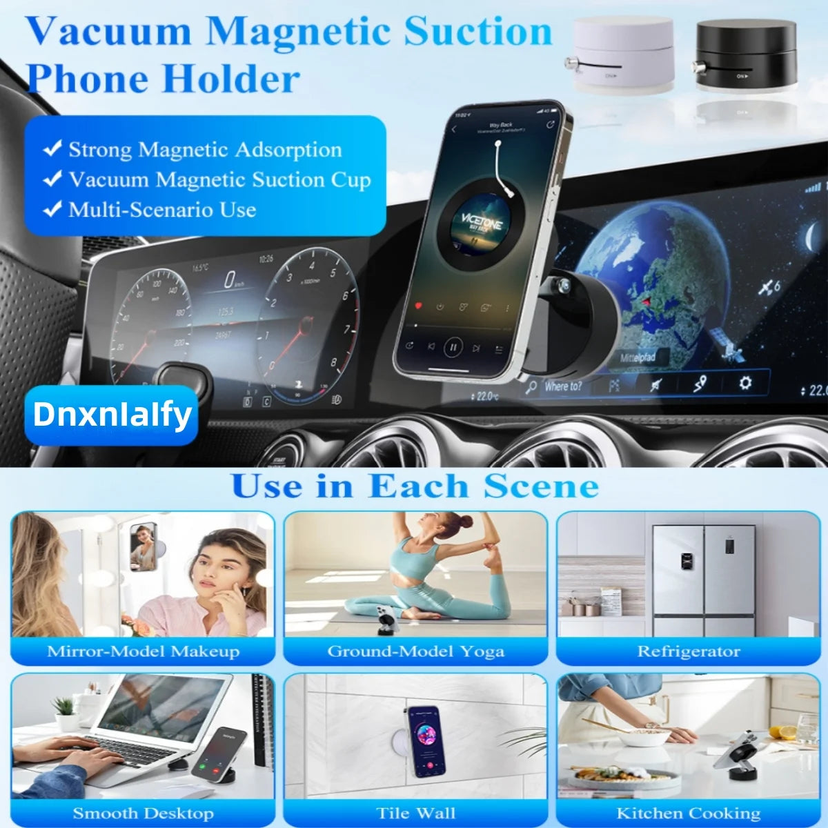 Cell Phone Holder Vacuum Magnetic Adsorption for Car Mount Convenient Folding Suction Cup Household Lazy Holder for Multi-Purpose Scenes