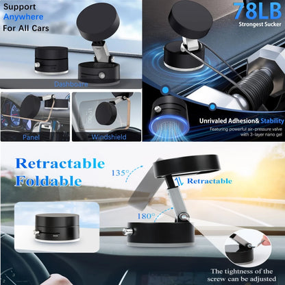Cell Phone Holder Vacuum Magnetic Adsorption for Car Mount Convenient Folding Suction Cup Household Lazy Holder for Multi-Purpose Scenes