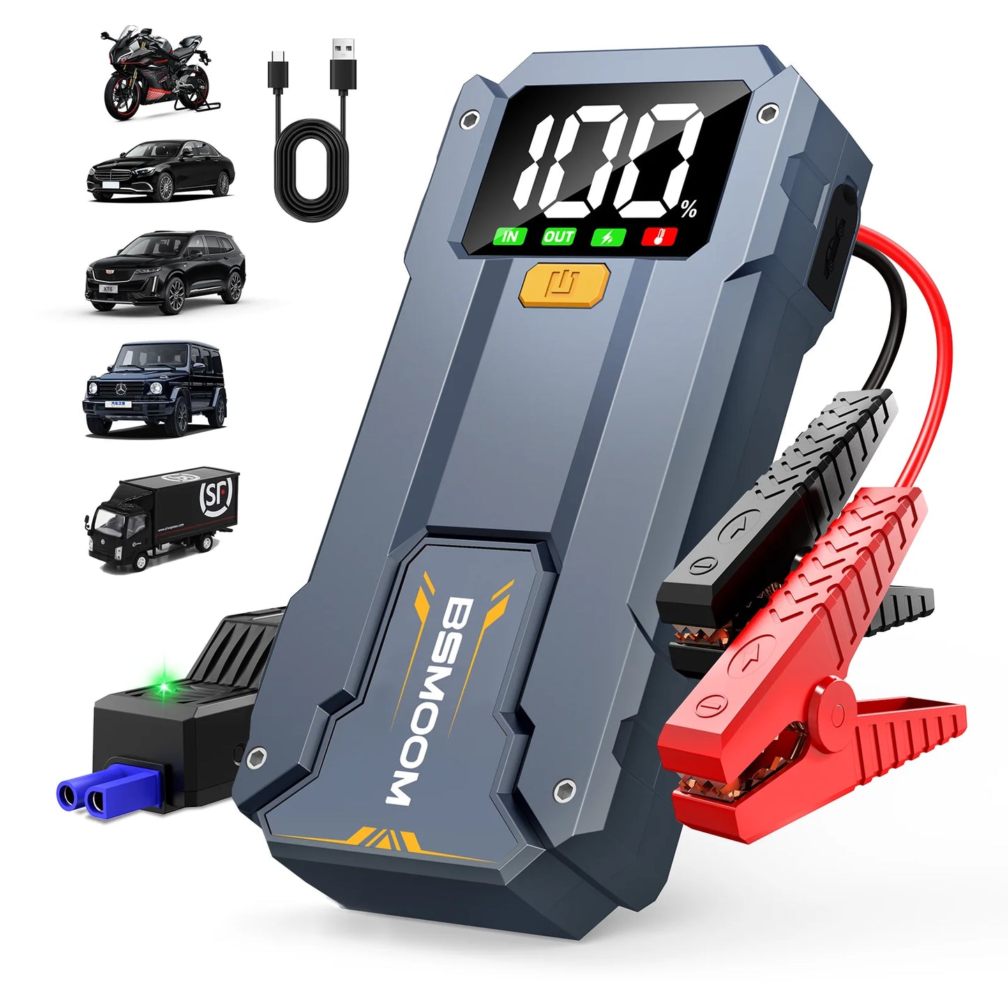 BSMOOM Jump Starter, 5000A/7000A Portable Jump Box - Car Jump Starter Battery Pack, 12V Battery Jump Starter with Carry Case