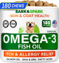 Omega 3 for Dogs - 180 Fish Oil Treats for Dog Shedding, Skin Allergy, Itch Relief, Hot Spots Treatment - Joint Health - Skin and Coat Supplement - EPA & DHA Fatty Acids - Salmon Oil