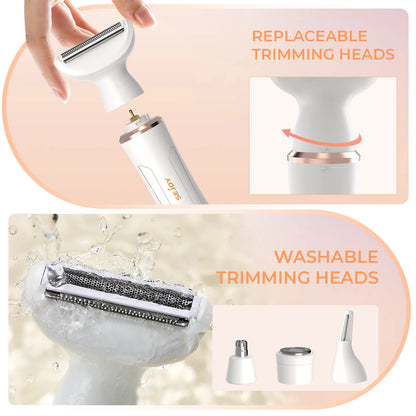 Portable 4 in 1 Electric Razors for Women for Face Nose Eyebrow Beard Mustache Arm Leg Armpit Bikini Women‘S Body Shaver Set