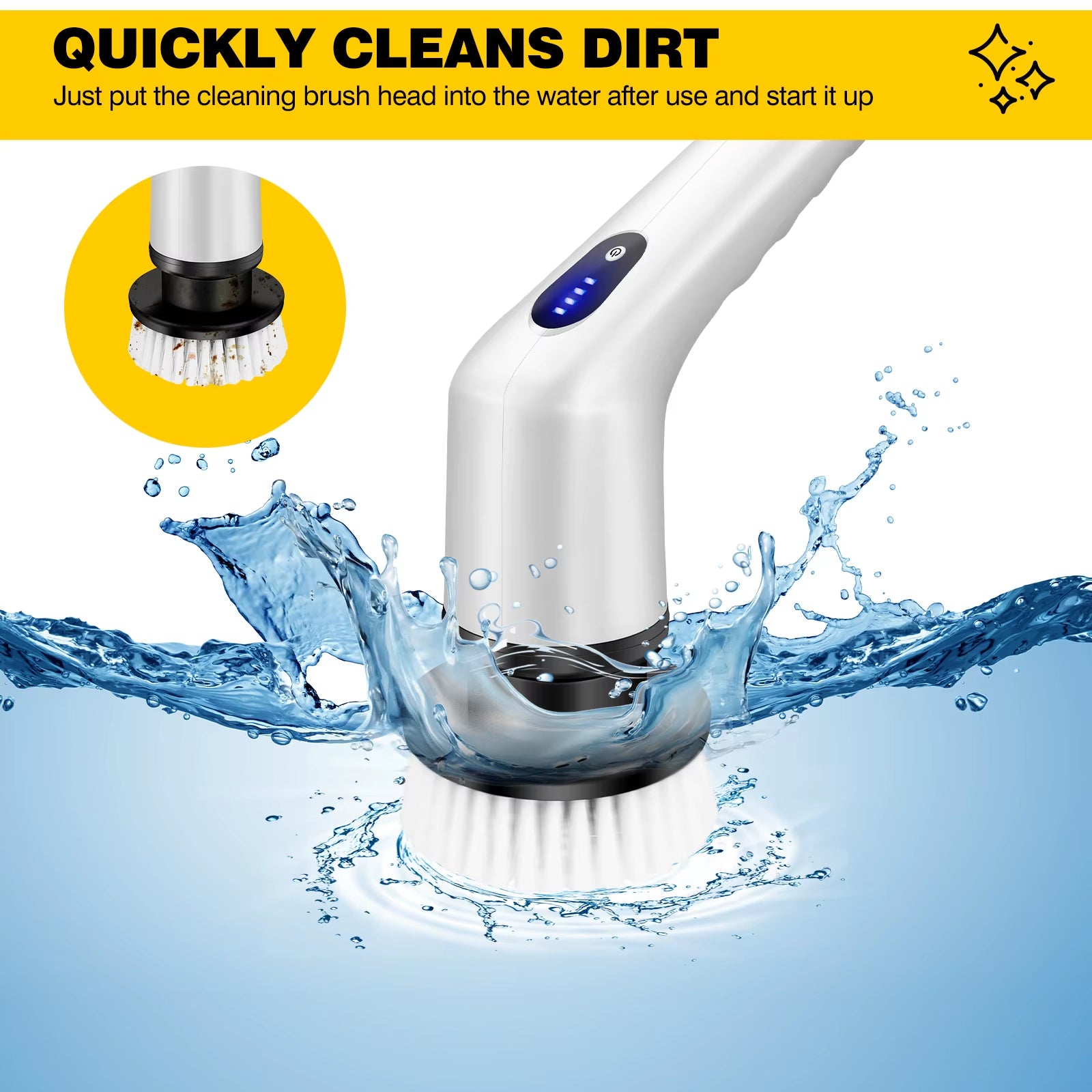 3-In-1 Electric Spin Scrubber - IPX7 Waterproof, 3 Brush Heads, 2 Speeds for Bathroom/Kitchen/Tile/Car Cleaning