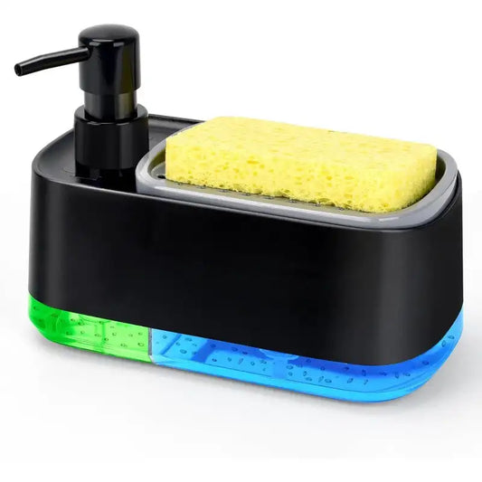 Hand and Soap Dispenser Set for Kitchen, Dual with Sponge Holder, 3-In-1 Countertop Pump for Kitchen Sink, Useful Gadgets