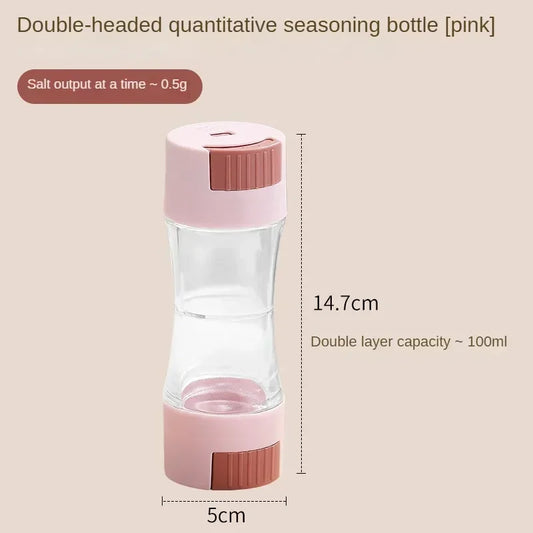 0.5G Metering Salt Shaker Press Type Dispenser Double-Headed Sugar Spice Pepper Seasoning Bottle Quantitative Sprinkle Salt Tool