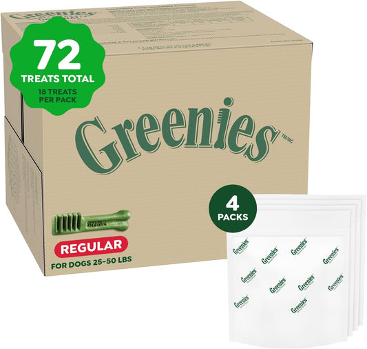 Original Regular Dental Dog Treats, (4) 18 Ct Packs (72 Treats Total)