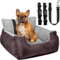 Dog Car Seat with Safety Belt, Washable Booster for Small Dogs, Anti-Slip Travel Bed for Front or Back Seat, Adjustable Buckle, Storage Pockets